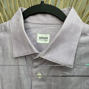 Armani Collection Sz Large 30% Linen  Button Up Purple Men's